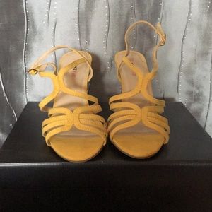 New yellow strappy wedge by Just Fab
